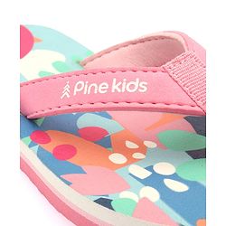 Pine Kids Slip On Flip Flops With Floral Print - Pink