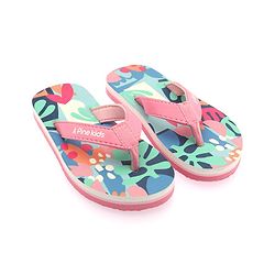 Pine Kids Slip On Flip Flops With Floral Print - Pink