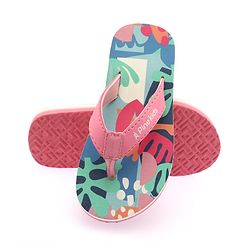Pine Kids Slip On Flip Flops With Floral Print - Pink