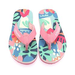 Pine Kids Slip On Flip Flops With Floral Print - Pink