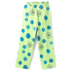 Pine Kids Single Jersey Knit Half Sleeves Floral & Text Printed Night Suit - Blue & Green