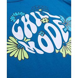 Pine Kids Single Jersey Knit Half Sleeves Floral & Text Printed Night Suit - Blue & Green