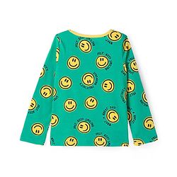 Pine Kids Single Jersey Knit Full Sleeves Smiley Printed Night Suit - Green