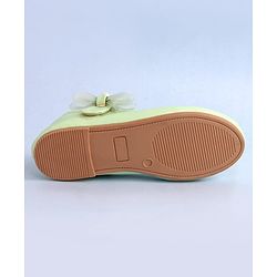 Pine Kids Bow & Pearl Detailing Ballerinas with Velcro Closure - Sea Green