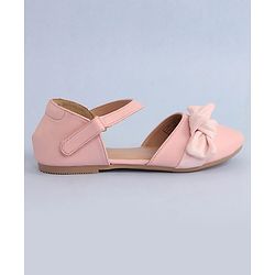 Pine Kids Bow Applique Ballerinas with Velcro Closure - Pink