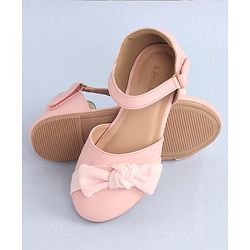 Pine Kids Bow Applique Ballerinas with Velcro Closure - Pink