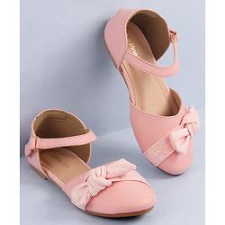 Pine Kids Bow Applique Ballerinas with Velcro Closure - Pink