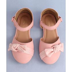 Pine Kids Bow Applique Ballerinas with Velcro Closure - Pink