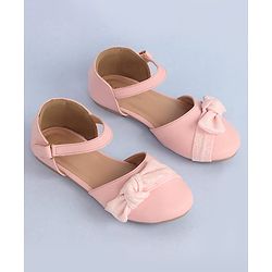 Pine Kids Bow Applique Ballerinas with Velcro Closure - Pink