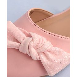 Pine Kids Bow Applique Ballerinas with Velcro Closure - Pink