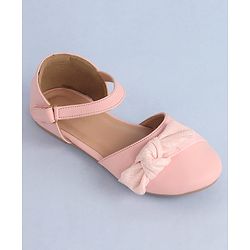 Pine Kids Bow Applique Ballerinas with Velcro Closure - Pink
