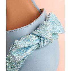 Pine Kids Bow Applique Ballerinas with Velcro Closure - Sea Blue
