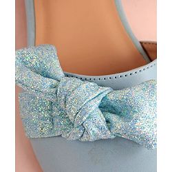 Pine Kids Bow Applique Ballerinas with Velcro Closure - Sea Blue