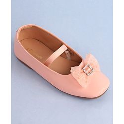Pine Kids Bow Applique Ballerinas with Backstrap- Pink