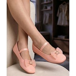 Pine Kids Bow Applique Ballerinas with Backstrap- Pink