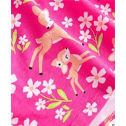 Pine Kids Single Jersey Knit Half Sleeves Nighty Floral & Deer Print - Fuschia Purple