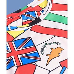 Pine Active Knit Half Sleeves Flags Printed T-Shirt - Multicolour
