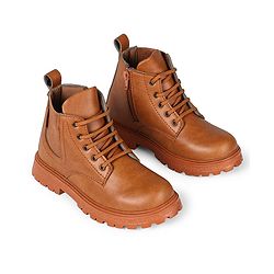 Pine Kids Lace Up Solid Color Winter Boots - Brown