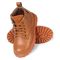 Pine Kids Lace Up Solid Color Winter Boots - Brown