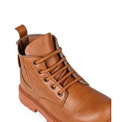 Pine Kids Lace Up Solid Color Winter Boots - Brown