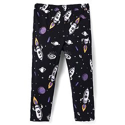 Pine Kids Single Jersey Knit Full Sleeves Night Suit with Space Theme Print - Purple & Black