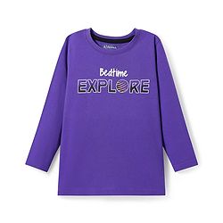 Pine Kids Single Jersey Knit Full Sleeves Night Suit with Space Theme Print - Purple & Black