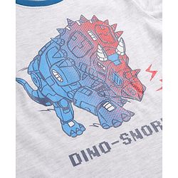 Pine Kids Single Jersey Knit Full Sleeves Night Suit with Dino Print - Navy Blue & Grey