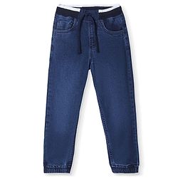 Pine Kids Denim Woven Full Length Ribbed Waist Washed Jeans - Dark Blue