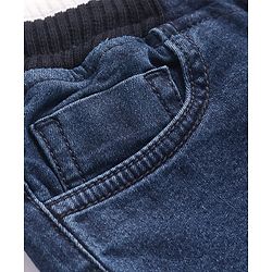 Pine Kids Denim Woven Full Length Ribbed Waist Washed Jeans - Dark Blue