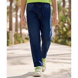 Pine Kids Denim Woven Washed Full Length Solid Colour Jeans - Navy Blue