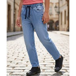 Pine Kids Woven Full Length Solid Denim Jeans - Light Blue