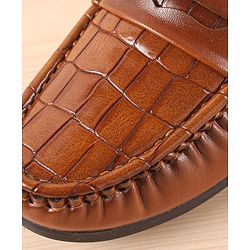 Pine Kids Slip On Party Wear Loafers with Crocodile Texture Design - Tan