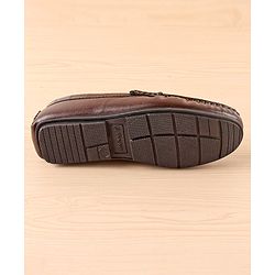 Pine Kids Slip On Party Wear Loafers with Crocodile Texture Design - Brown