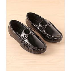 Pine Kids Slip On Party Wear Shoes with Applique - Black