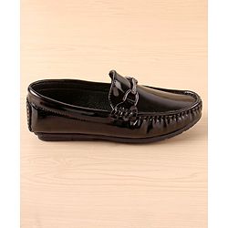 Pine Kids Slip On Party Wear Shoes with Applique - Black