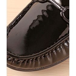 Pine Kids Slip On Party Wear Shoes with Applique - Black