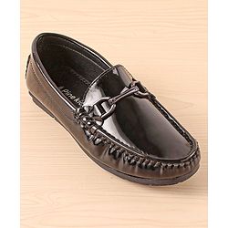 Pine Kids Slip On Party Wear Shoes with Applique - Black