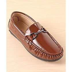 Pine Kids Slip On Party Wear Shoes with Applique - Brown