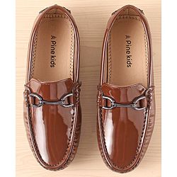 Pine Kids Slip On Party Wear Shoes with Applique - Brown