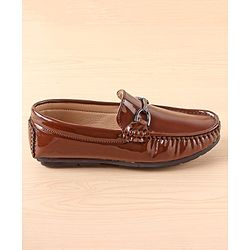 Pine Kids Slip On Party Wear Shoes with Applique - Brown