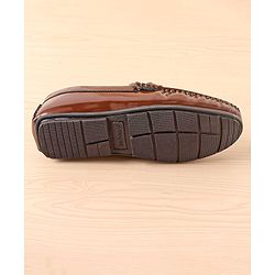 Pine Kids Slip On Party Wear Shoes with Applique - Brown