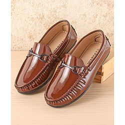 Pine Kids Slip On Party Wear Shoes with Applique - Brown
