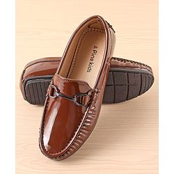 Pine Kids Slip On Party Wear Shoes with Applique - Brown