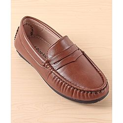 Pine Kids Slip On Solid Colour Loafers  - Light Brown