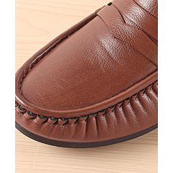 Pine Kids Slip On Solid Colour Loafers  - Light Brown