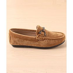 Pine Kids Slip On Party Wear Shoes with Applique - Tan