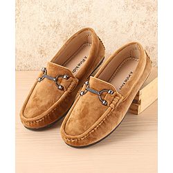 Pine Kids Slip On Party Wear Shoes with Applique - Tan