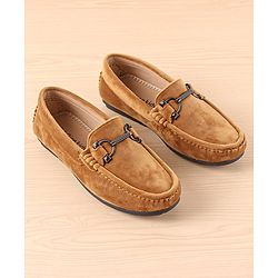 Pine Kids Slip On Party Wear Shoes with Applique - Tan
