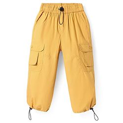 Pine Kids Cotton Woven Full Length Solid Color Track Pant With Cargo Pockets  -  Mustard