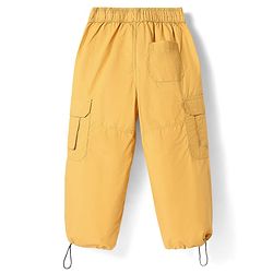 Pine Kids Cotton Woven Full Length Solid Color Track Pant With Cargo Pockets  -  Mustard